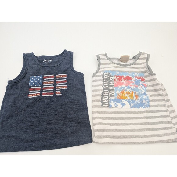 Toddler Boys Summer Tank Top Tee Bundle of 6 4th of July Animals Sizes 2T-4T - Picture 2 of 10